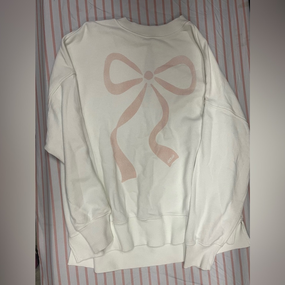 Aerie Oversized Crew Ribbon Sweatshirt